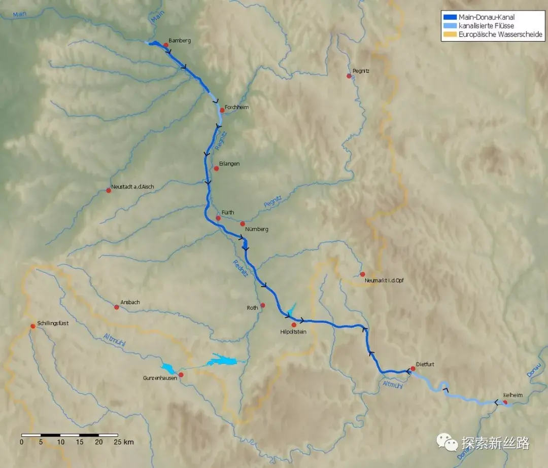 該運河南起德國科爾海姆,北至班貝格,將多瑙河與萊茵河的支流——美茵