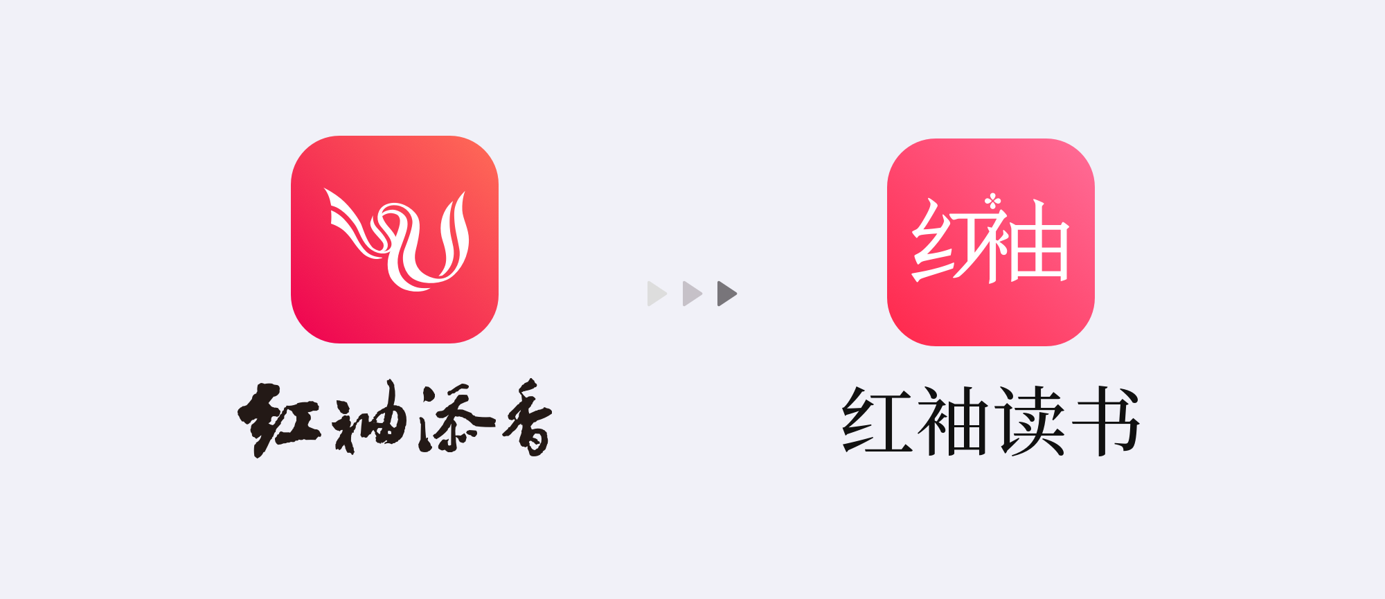 旧版app logo沿用了web版红袖添香的logo,形象取自袖字,因年代久远