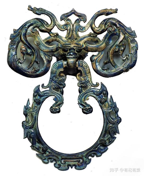漢 鍍金鋪首 鍍金環 青銅環 中国 古美術 - 工芸品