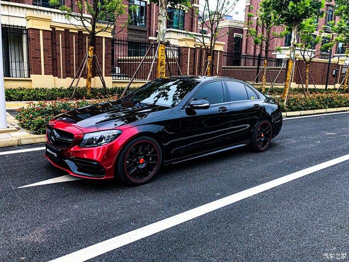 全国第一台火焰红渐变黑奔驰c200运动版时隔半年后的第4次改装