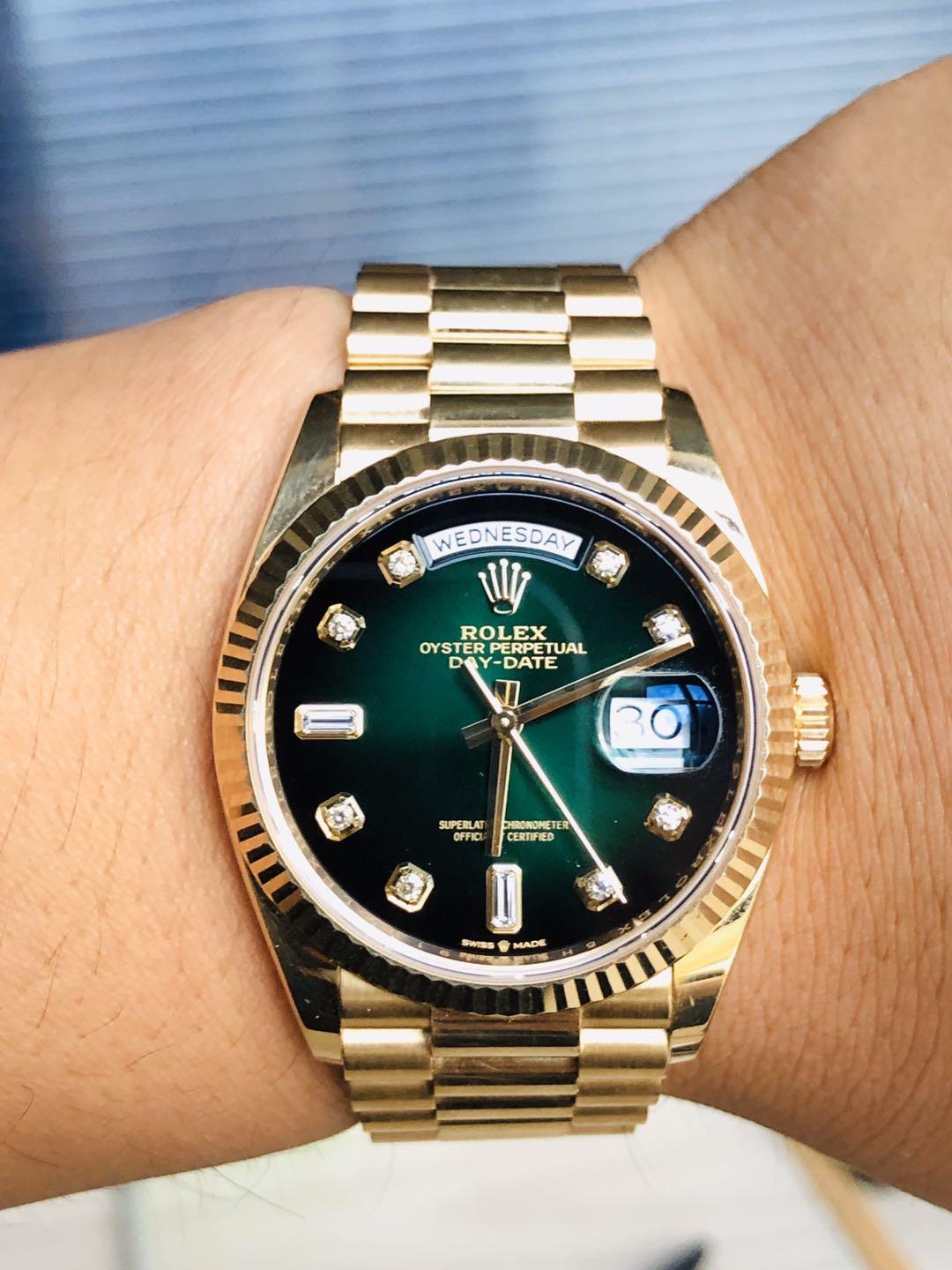劳力士星期日志128238间变绿