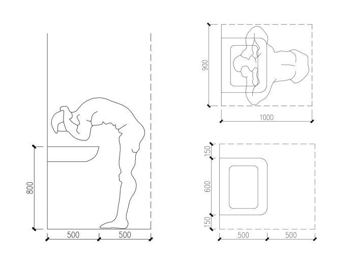 洗手檯標準尺寸為600～1200mm,高度為800～850mm較為適宜,離洗手檯最