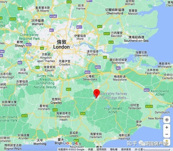 这个地方位于肯特郡西部,距离伦敦市中心东南方向约40英里