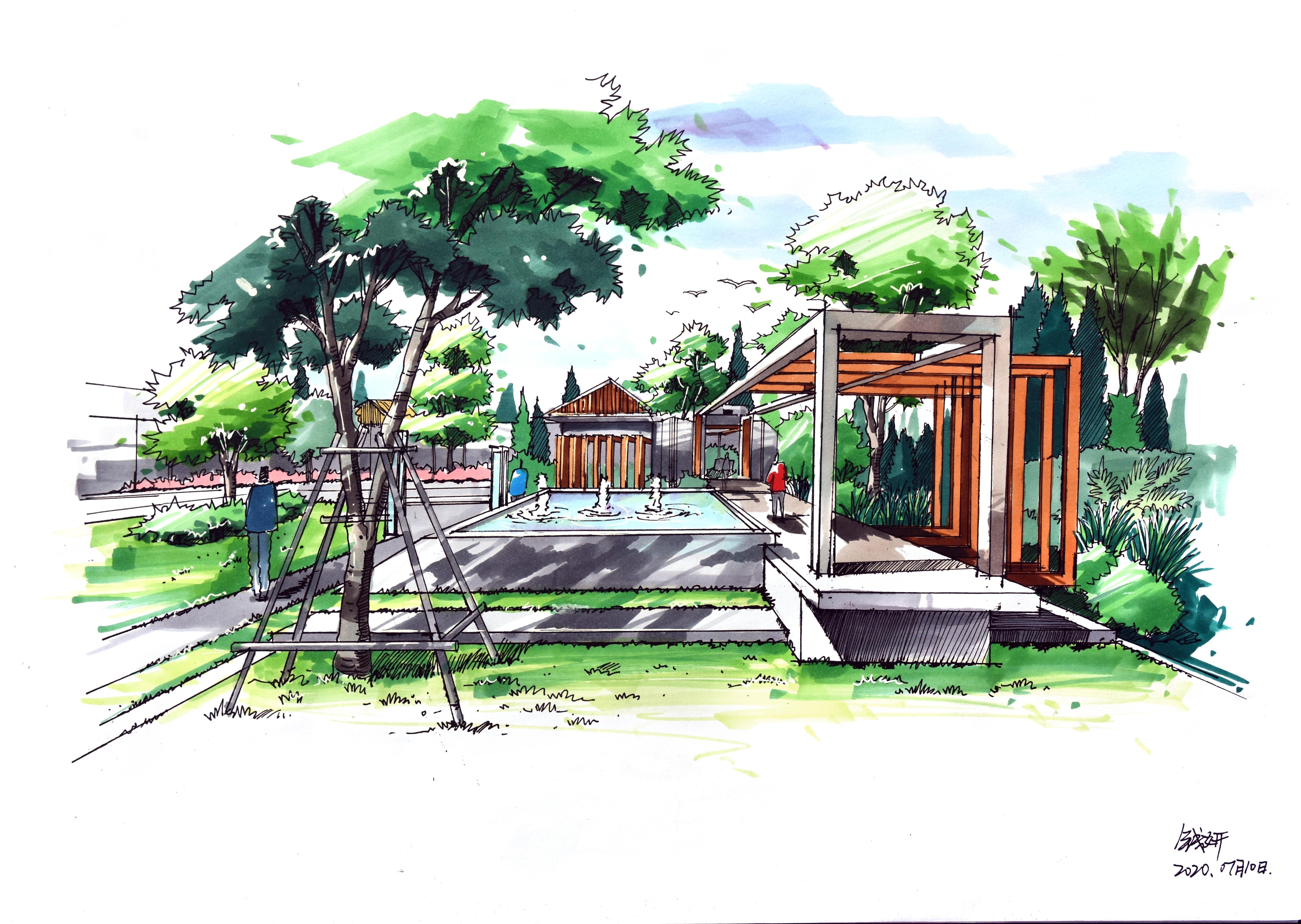 建筑马克笔手绘色彩表达 - 知乎