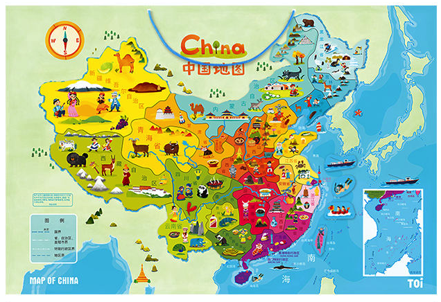 这款世界地图拼图,是趣味版的,标有各个地