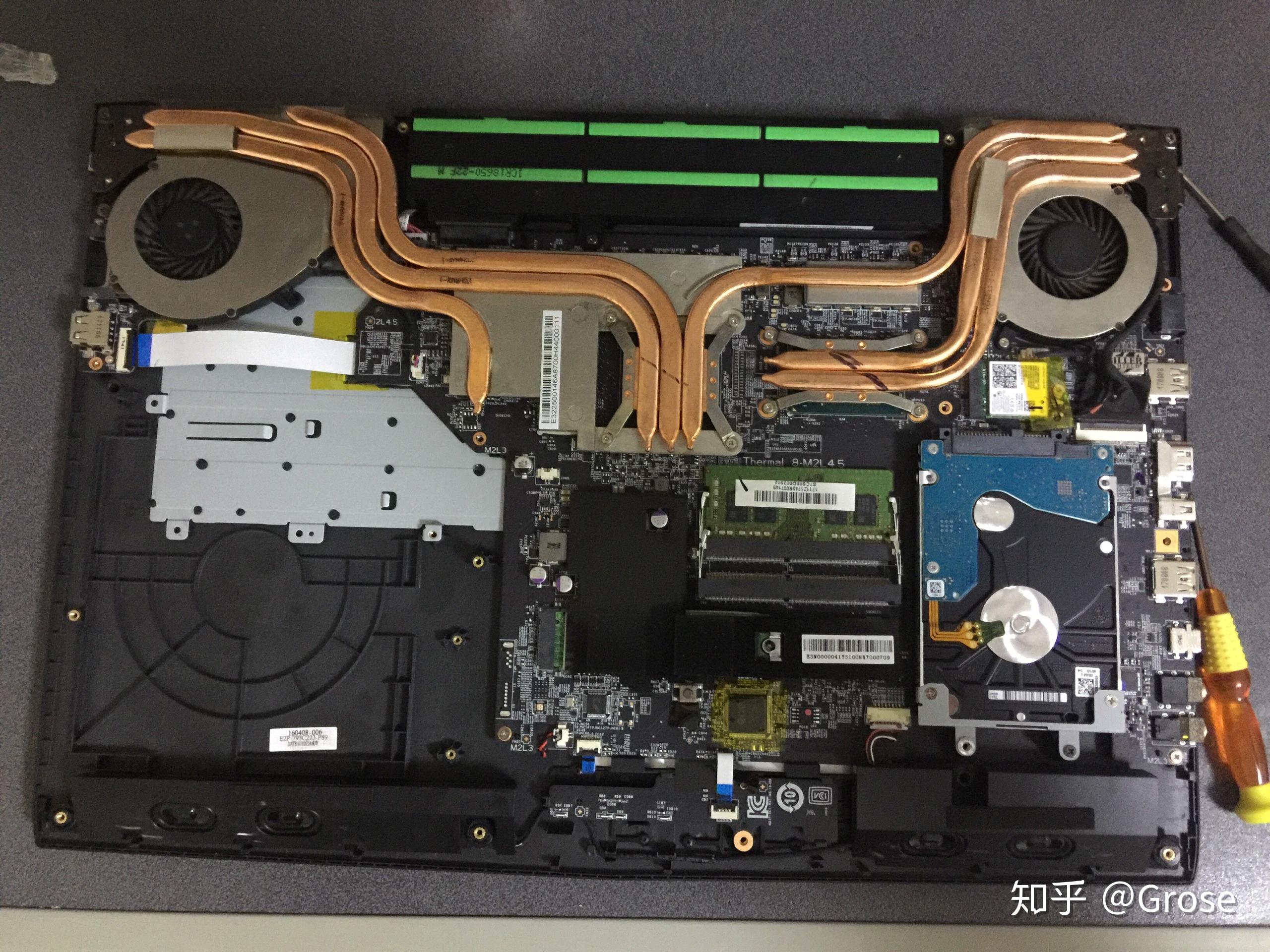 msi笔记本电脑gp72拆机换硅脂如果还不能够降温的话只能改水冷了可是