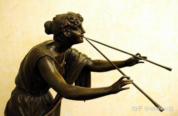 说是赫尔墨斯偷阿波罗的牛而赔偿给阿波罗从而发明的乐器,琴臂是牛角