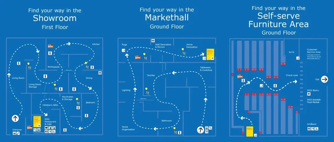最常见的宜家地图,还是用着熟悉的应援色.