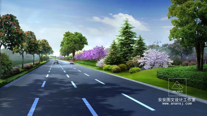 行道树在道路绿化效果图设计中的种植方式 - 知乎