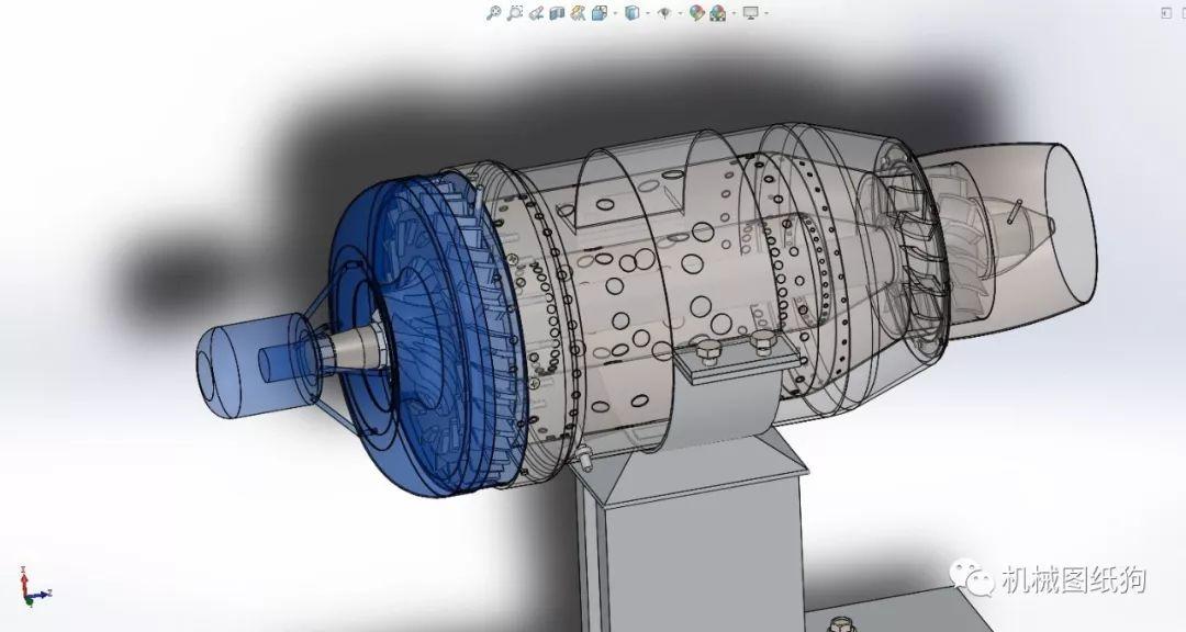 发动机电机teitj90涡轮喷气发动机3d数模图纸solidworks设计