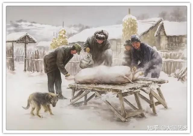 杀年猪 110x80cm缮房 110x80cm石碾子 110x80cm铁匠铺 110x80cm晚秋