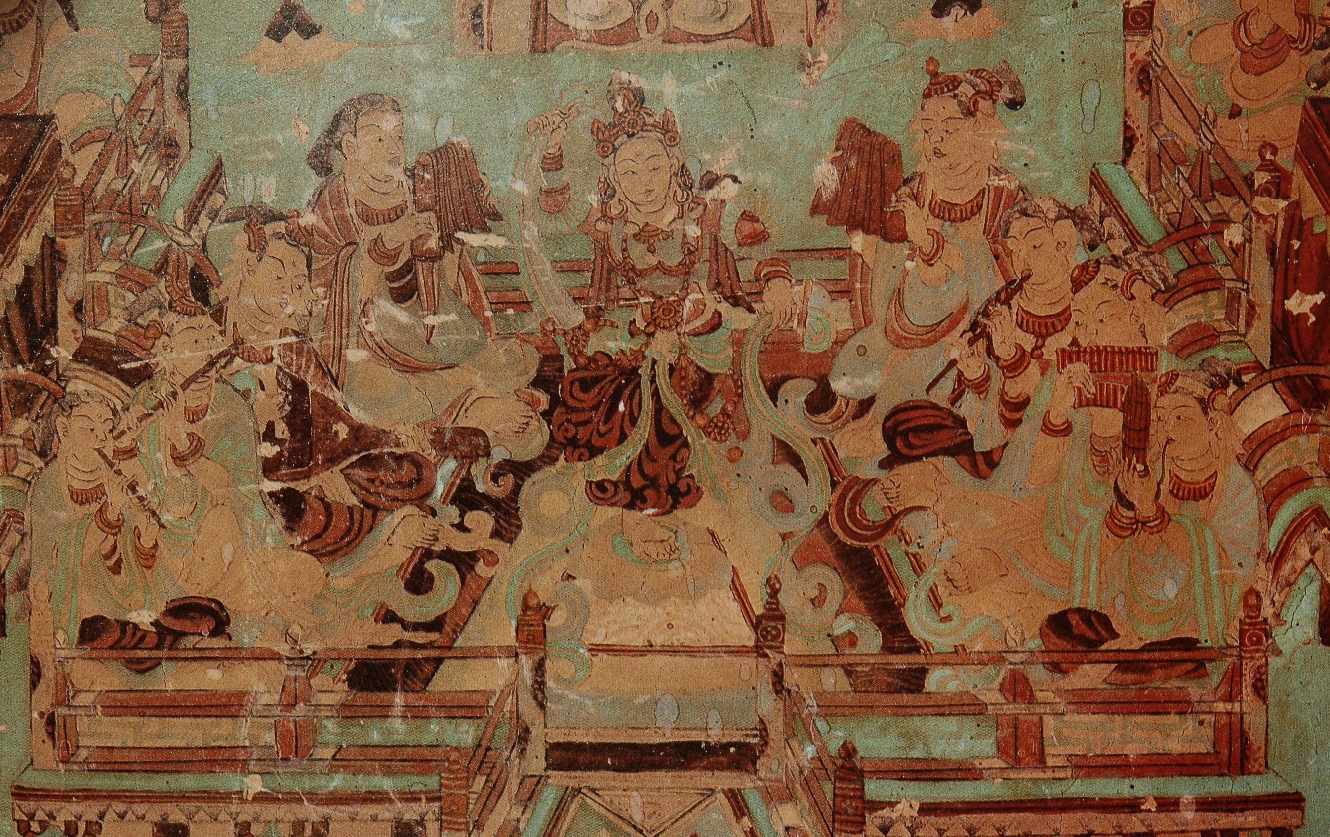 中唐-敦煌莫高窟154窟南壁东(左)上-药师经变【3980x3332 超大图】