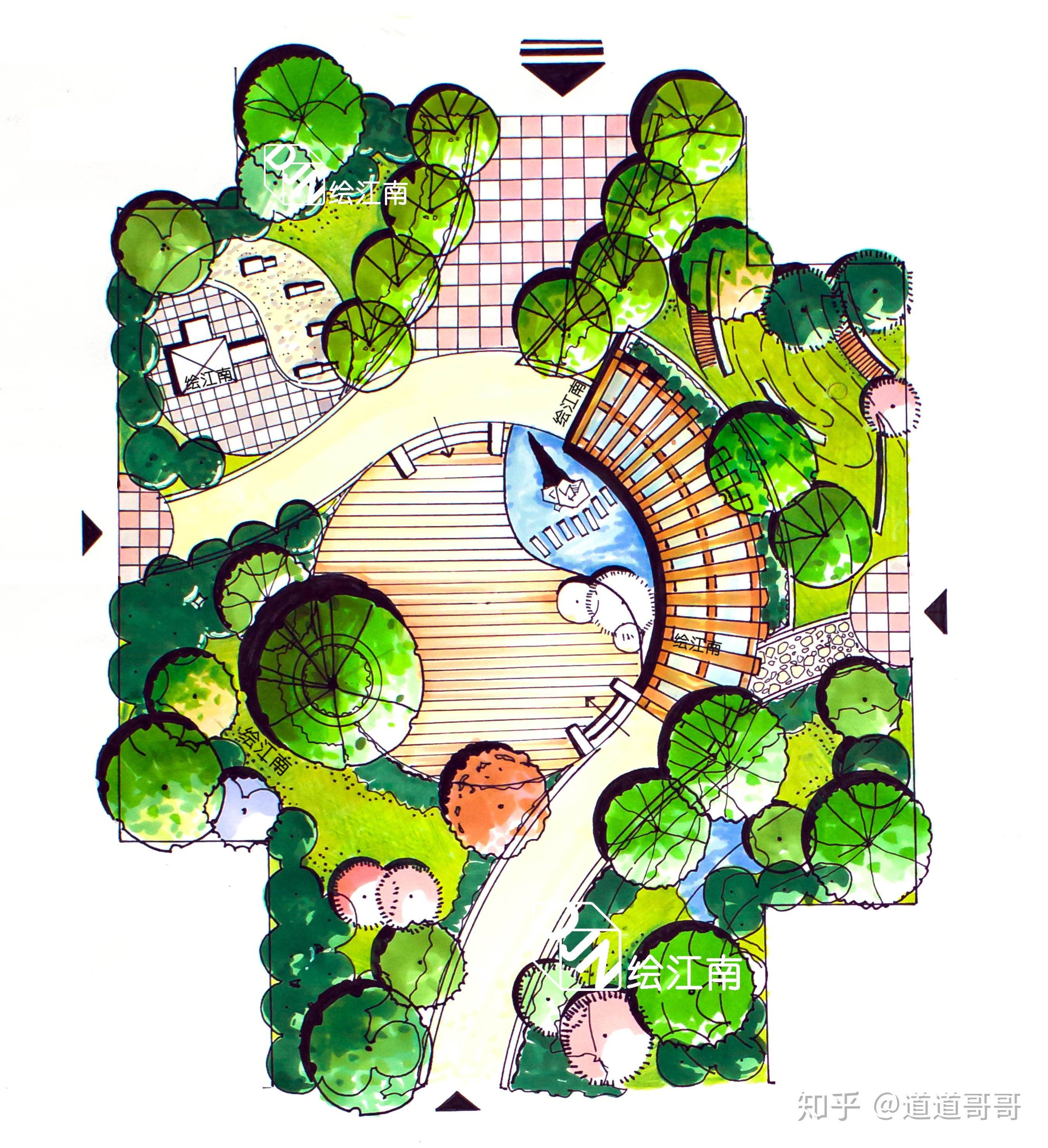 园林手绘效果图|插画|商业插画|zhanghui51521 - 原创作品 - 站酷 (ZCOOL)