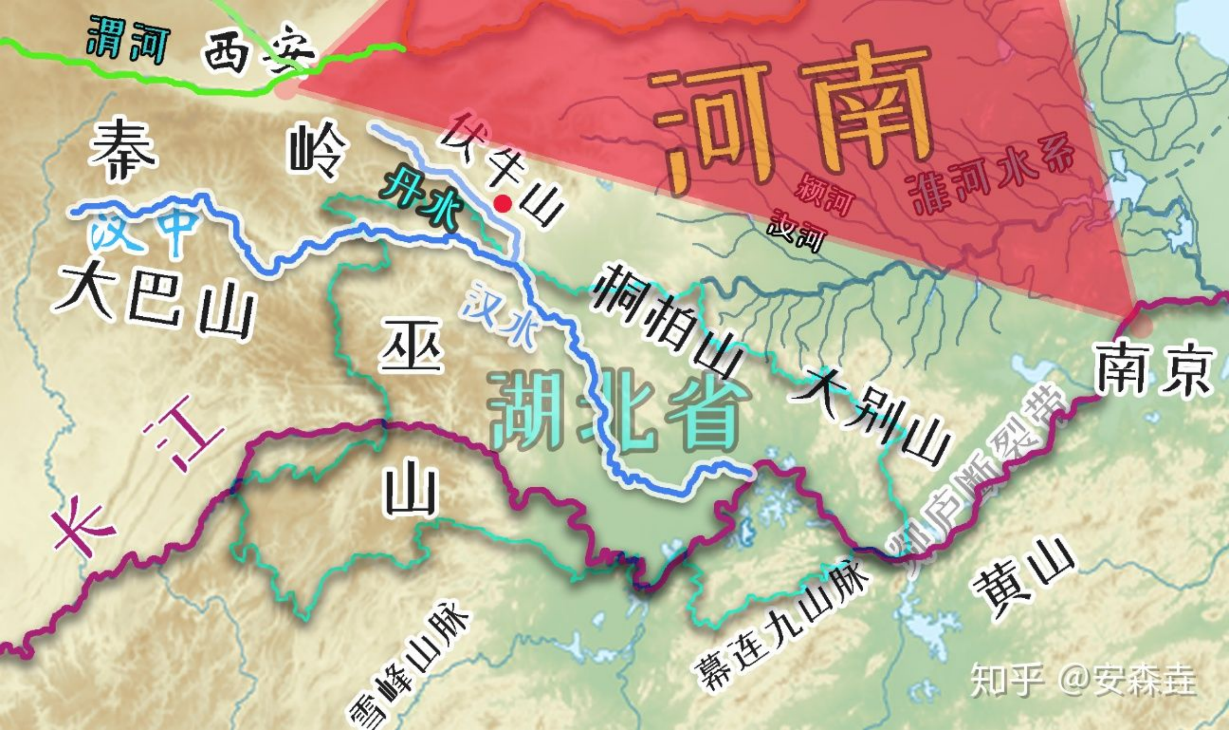 图 13:丹水,汉水以及长江的关系示意图