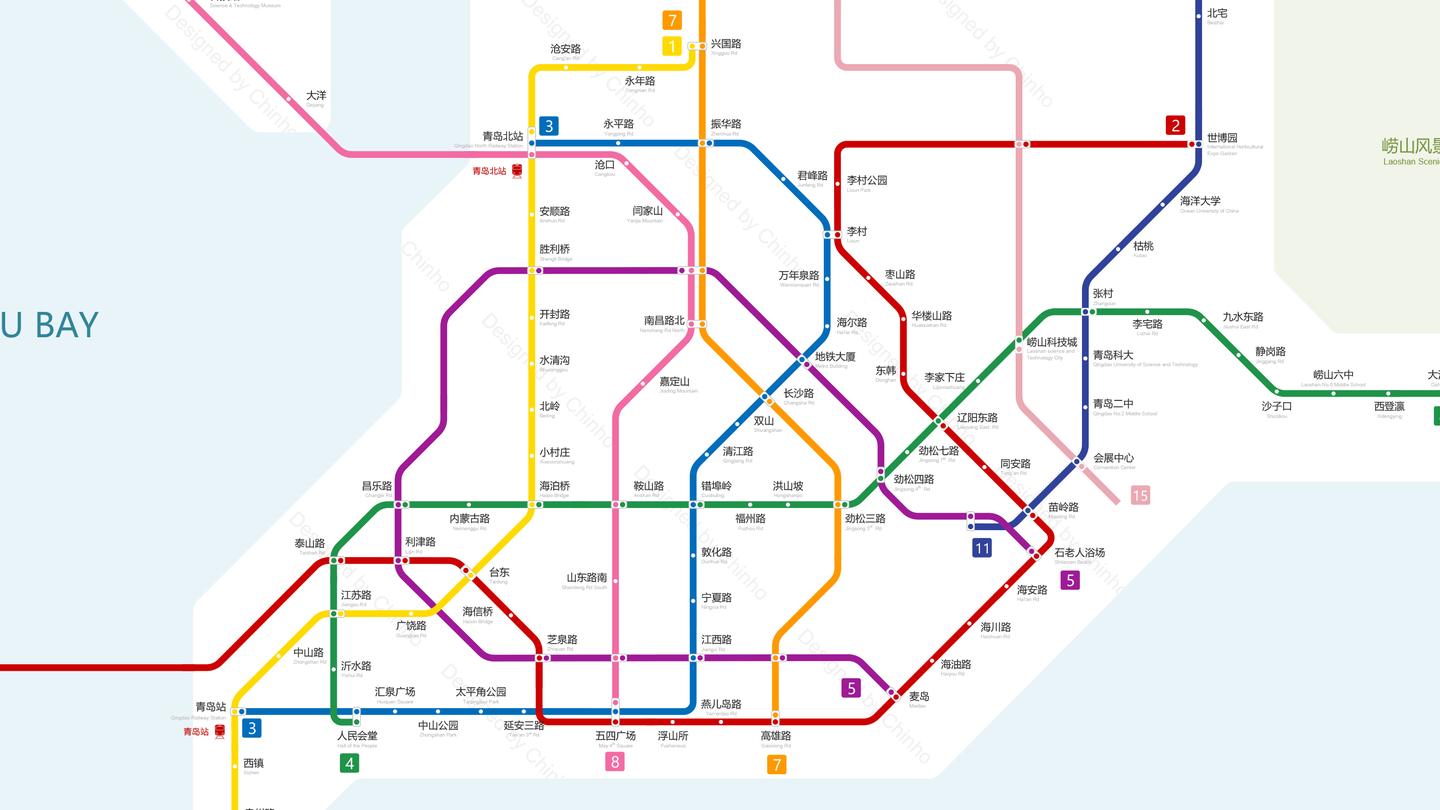 青岛地铁线路图高清版（远期规划版 / 运营版） - 青岛地铁 地铁e族