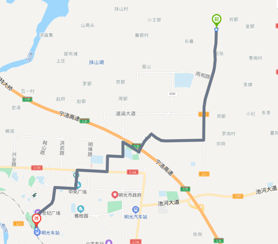 安徽明光火車站途經公交車路線:明光102路;明光1路;明光3路;明光4路