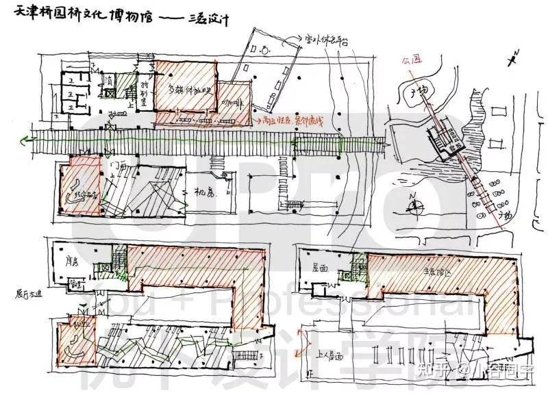 案例抄繪13 | 軸線,折板,漫遊——天津橋園橋文化博物館 - 知乎