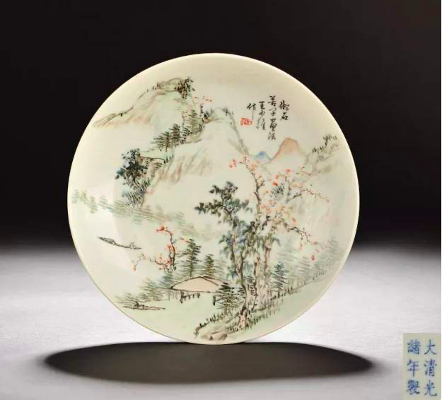 中国美術 清末 民国早期 淺降彩瑞獸紋瓷板 中国美術 清末 民国早期 淺