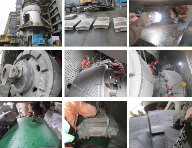 立磨辊体表面磨损修复