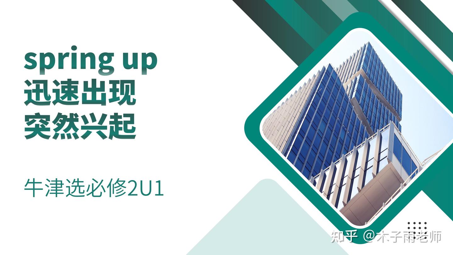 【短语积累】spring up 牛津选必修2U1 - 知乎
