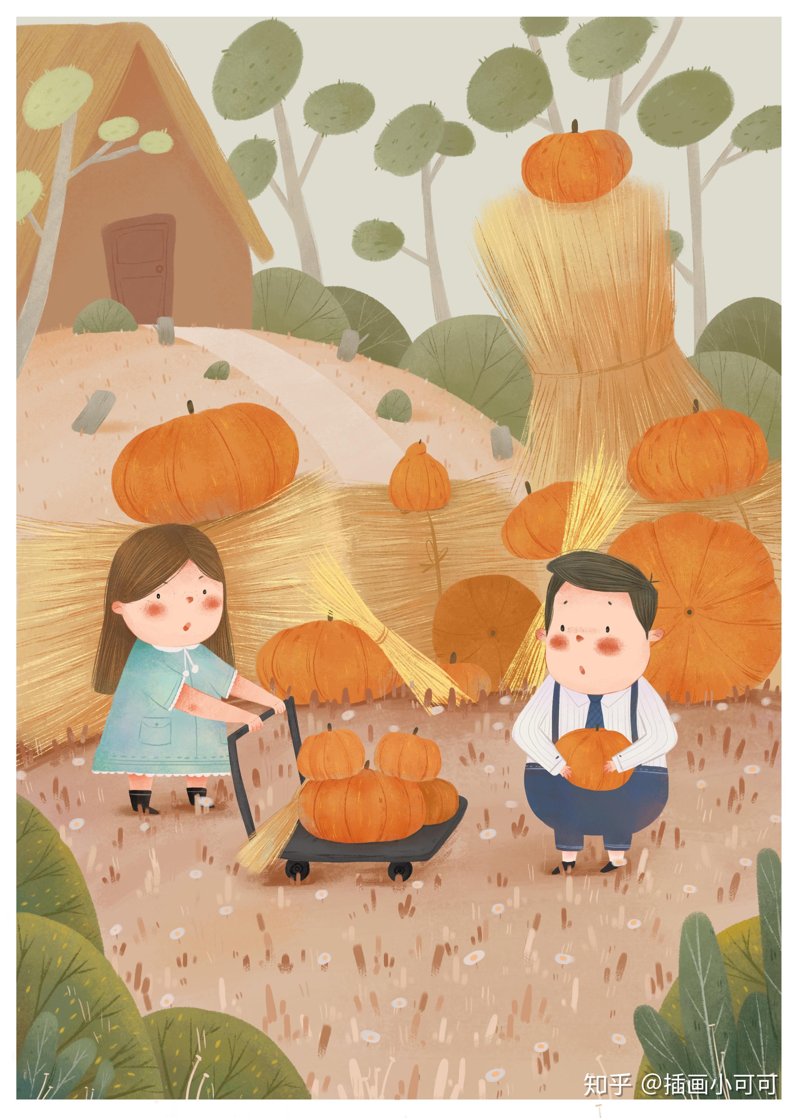 这么多南瓜怎么搬回去呢|原创儿童插画绘制教程 - 知乎