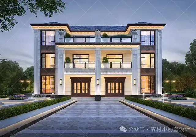 三层新中式兄弟双拼别墅效果图,30套农村双拼农村自建房别墅 - 知乎