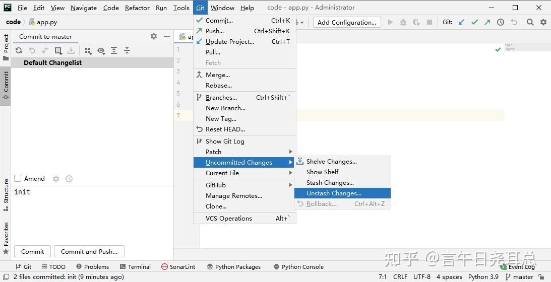 git stash (pycharm/vscode的gui演示) - 知乎