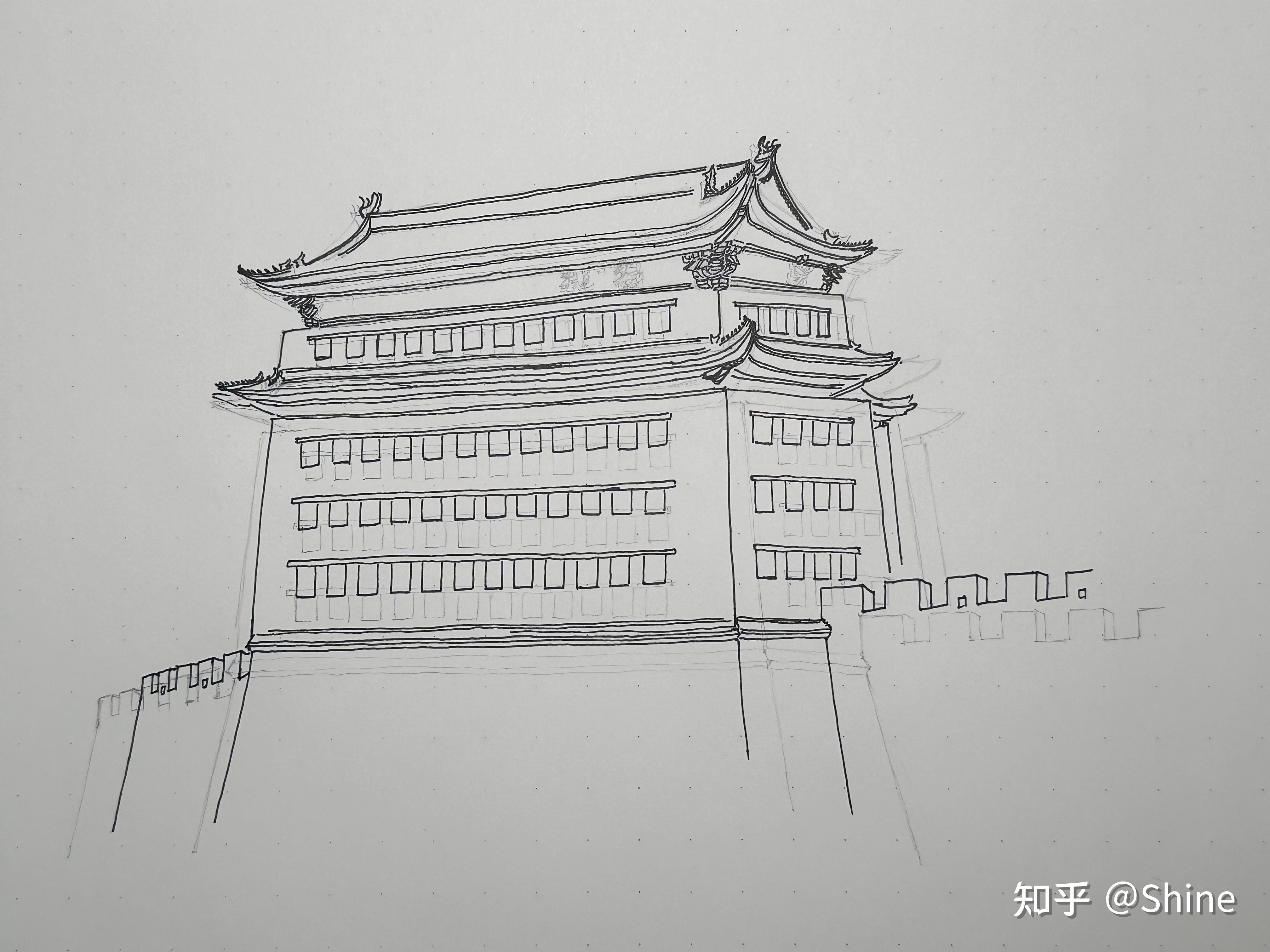 学画古建整体构图四北京德胜门箭楼