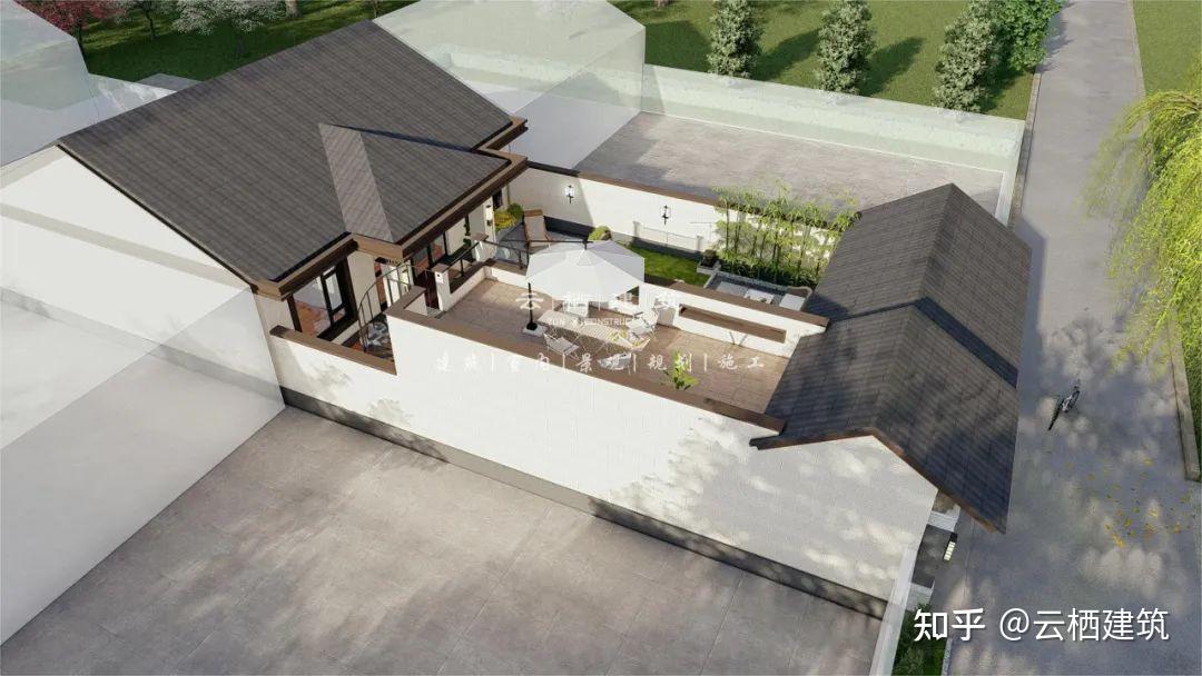 山西运城丨1231m一层新中式别墅4室3卫还带车库大庭院