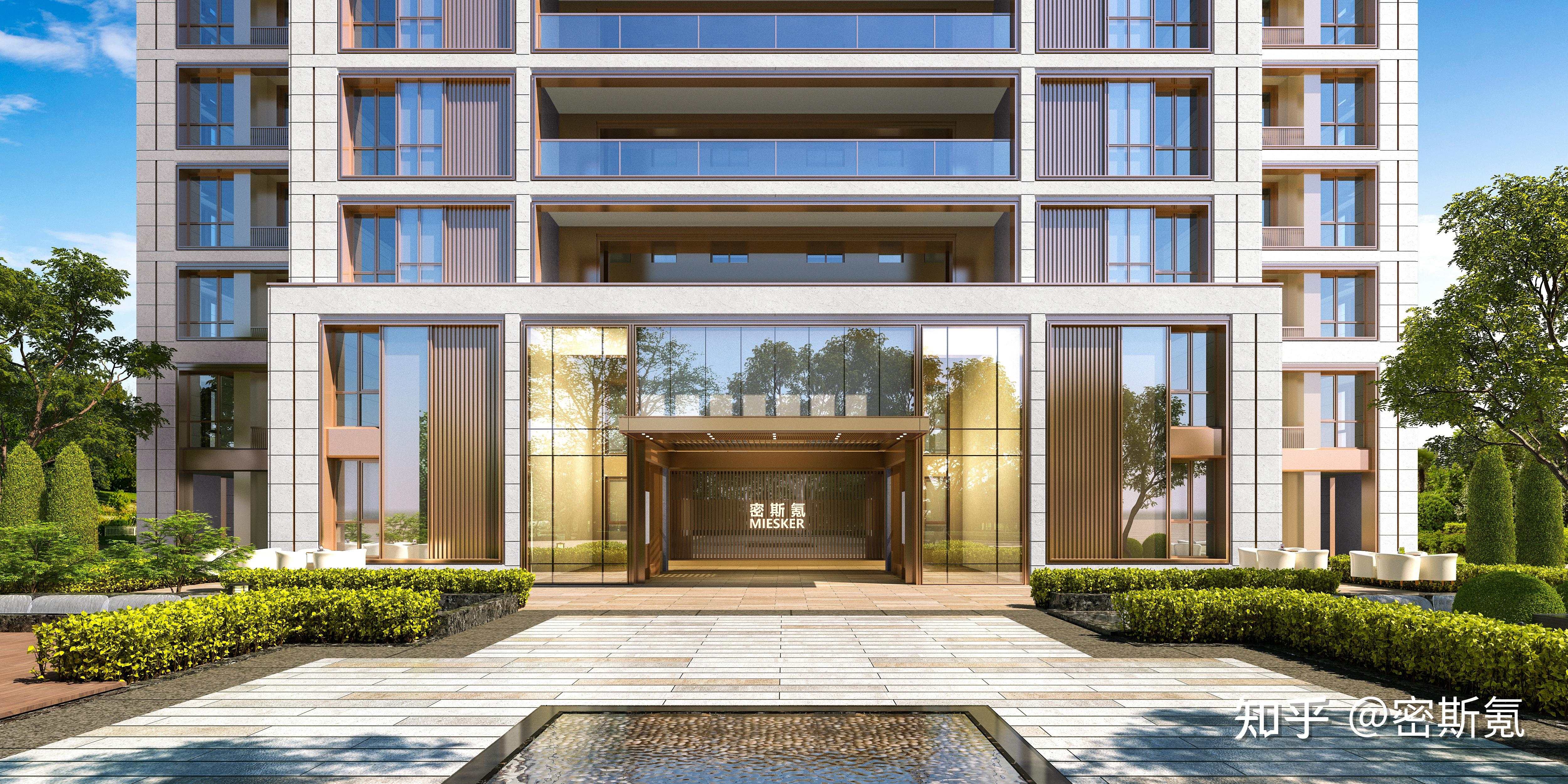 保证整体宏大的气势又不失层次感密斯氪现代su模型大面积的玻璃幕墙