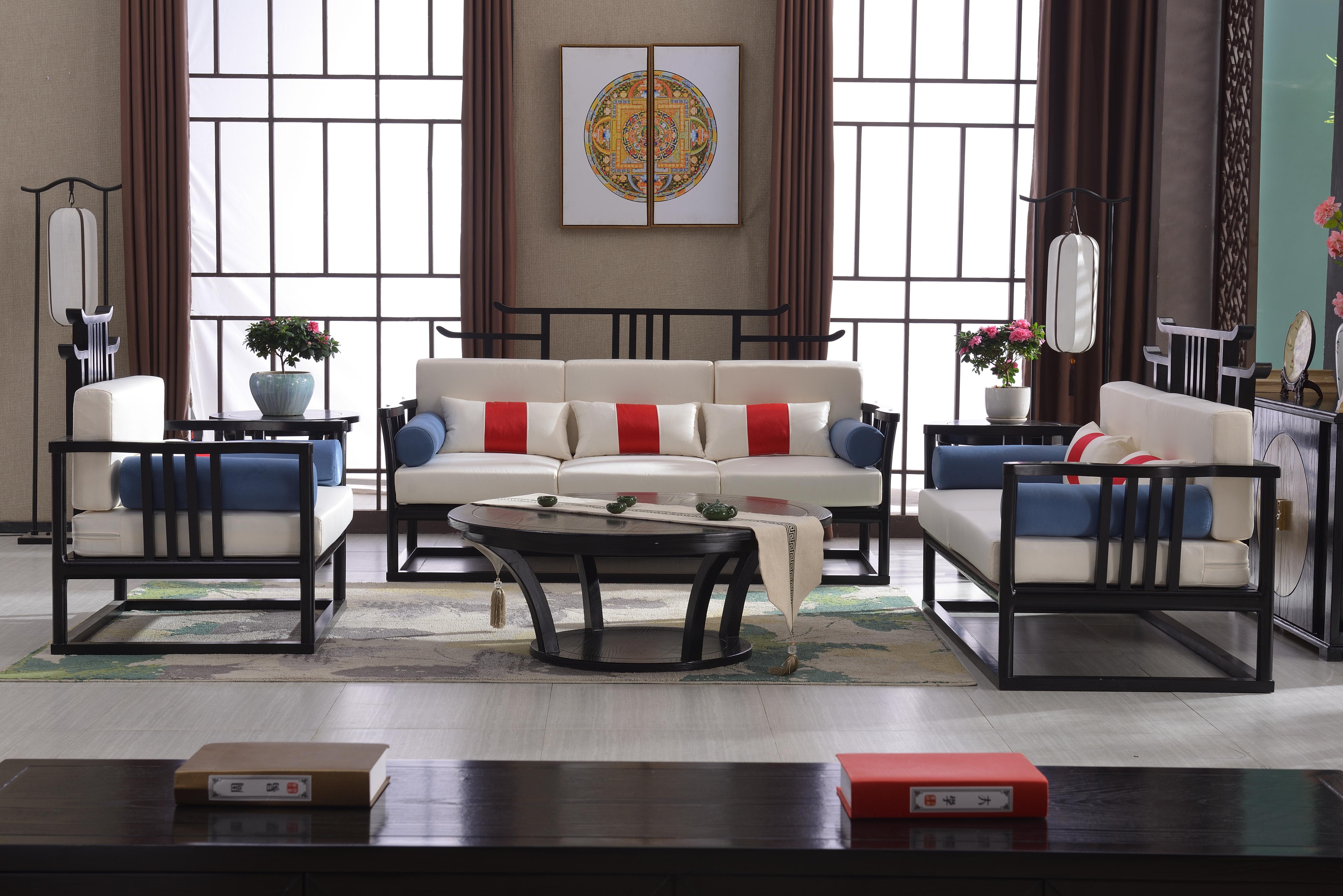新中式可拆洗沙发简约现代禅意风