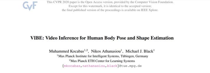 Video Inference 【论文阅读笔记】VIBE: Video Inference for Human Body Pose and Shape Estimation - 知乎