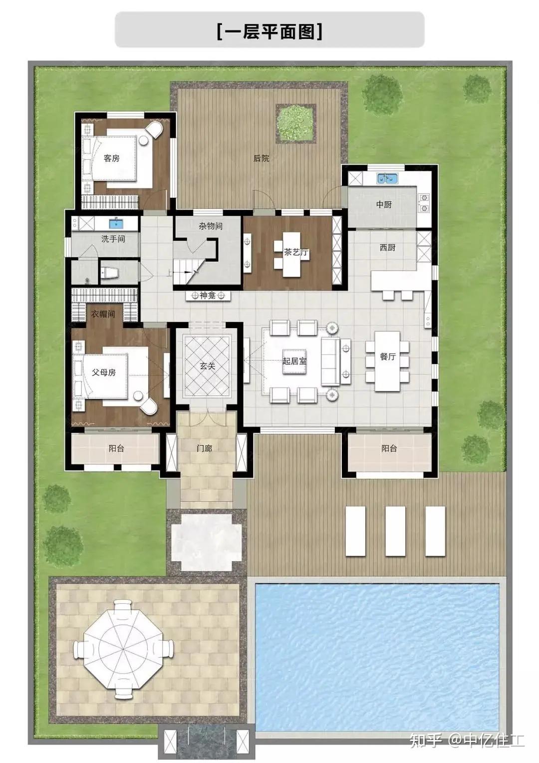 农村小别墅户型五开间:9米进深:12.