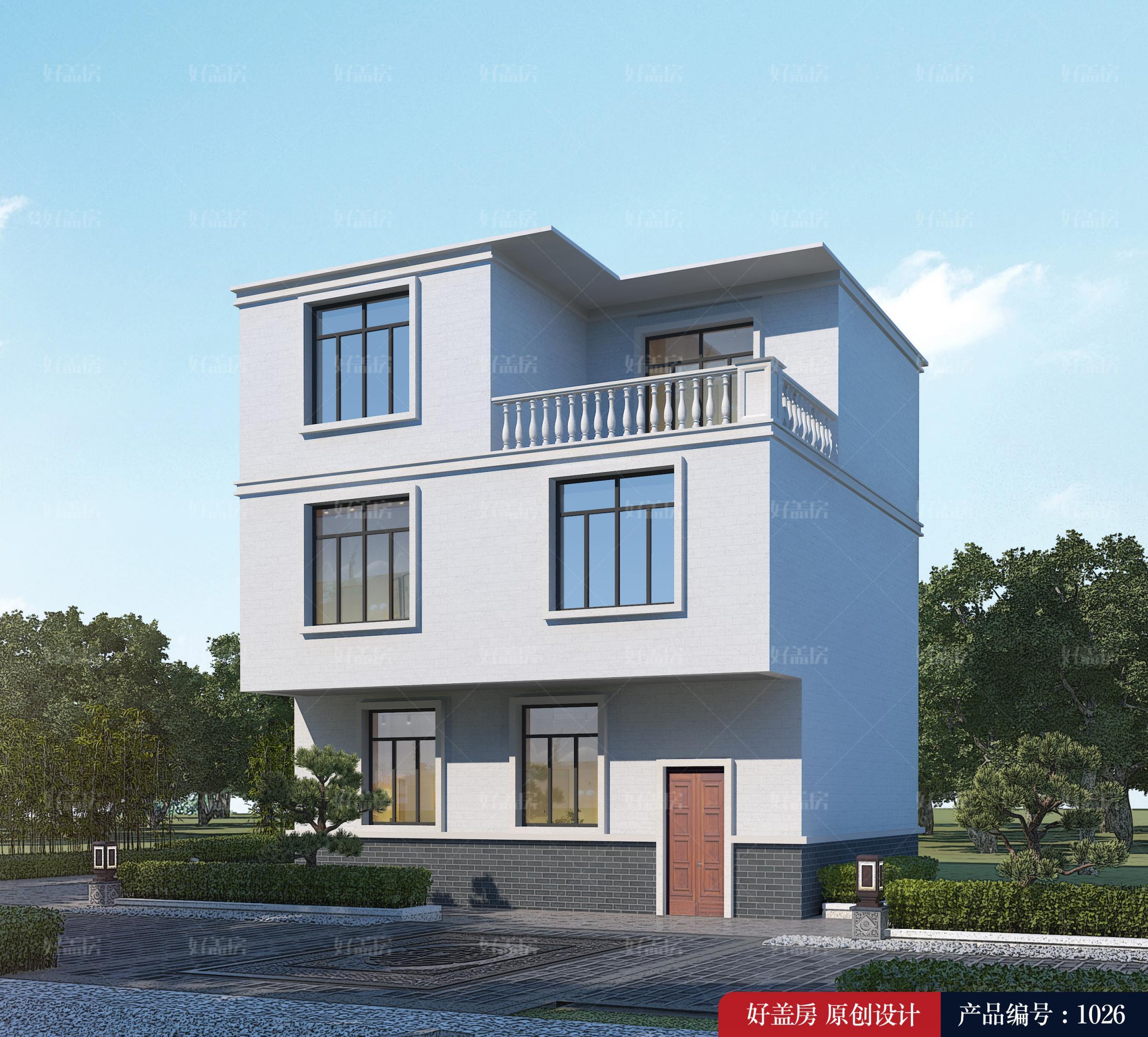 三层平顶自建房效果图