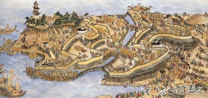 征倭功绩图卷从上图可以清楚的看到顺天倭城是大致分为三层的复郭工事