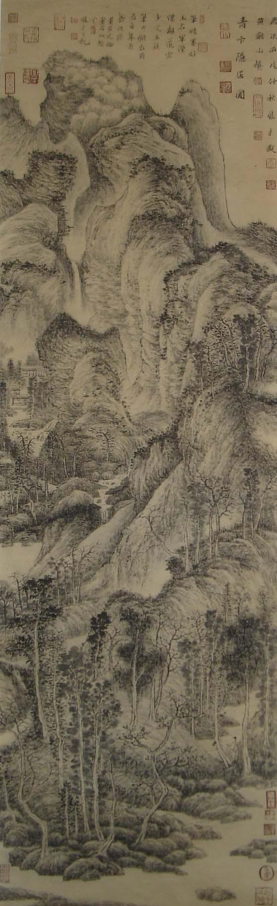 《青卞隱居圖》是王蒙描繪家鄉吳興的卞山景色的作品,山上樹木茂密