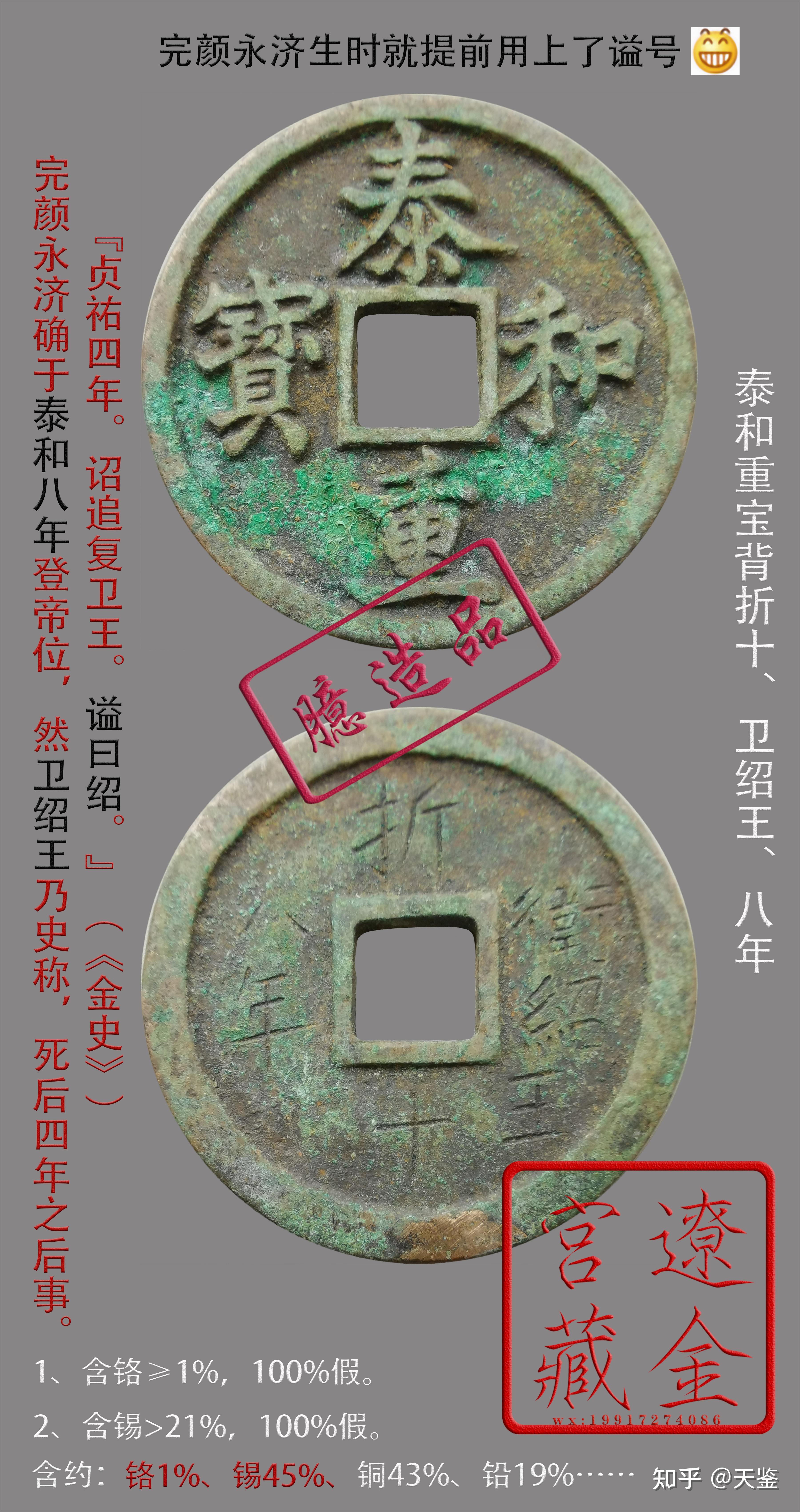 天统元宝背潍王相关赝品,天统通宝背兴庆四年正月相关赝品,天定通Ζ