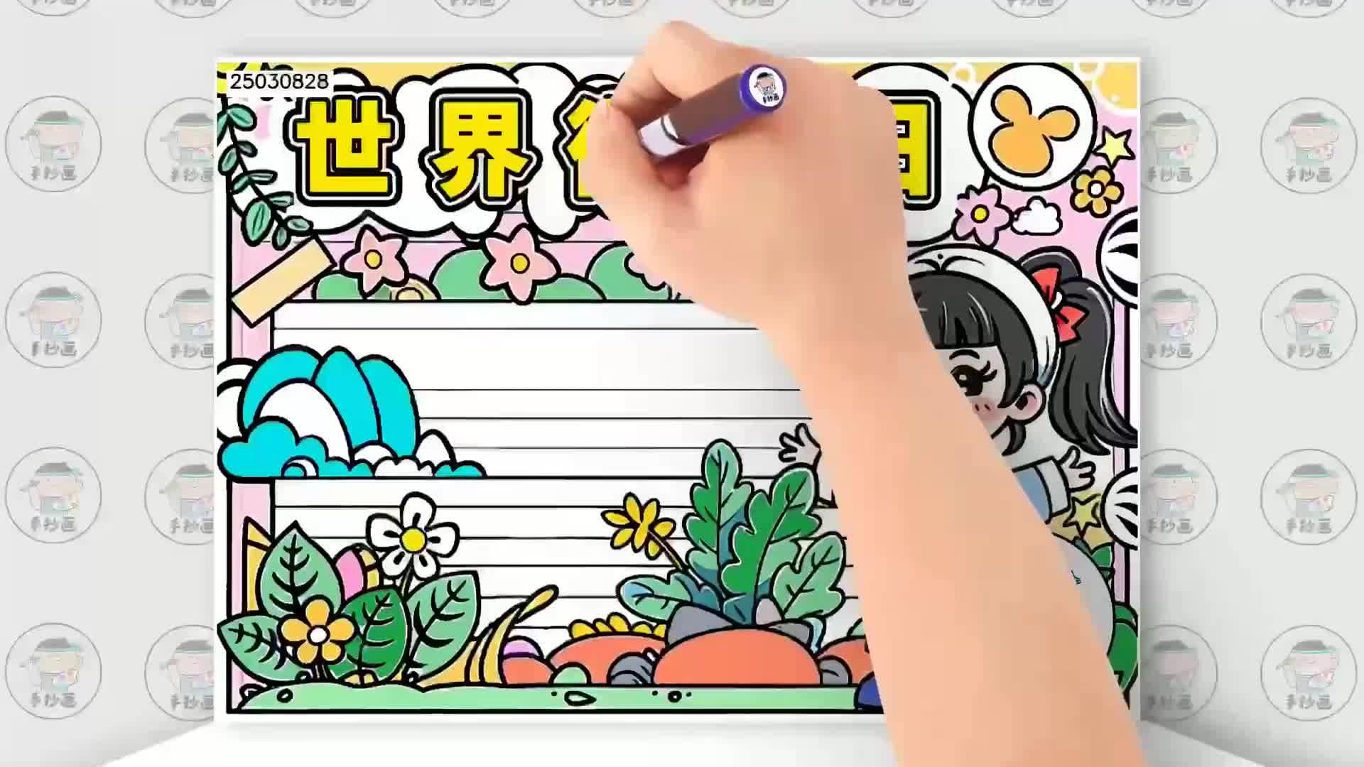 如何画世界微笑日手抄报作品模板手把手画美观的世界微笑日手抄