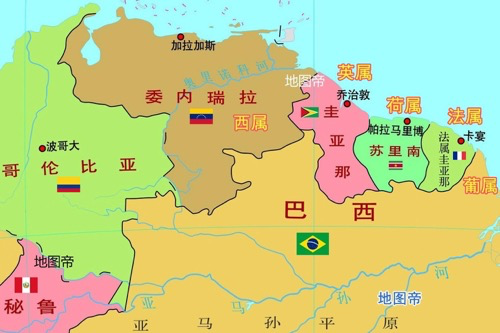 苏里南地图