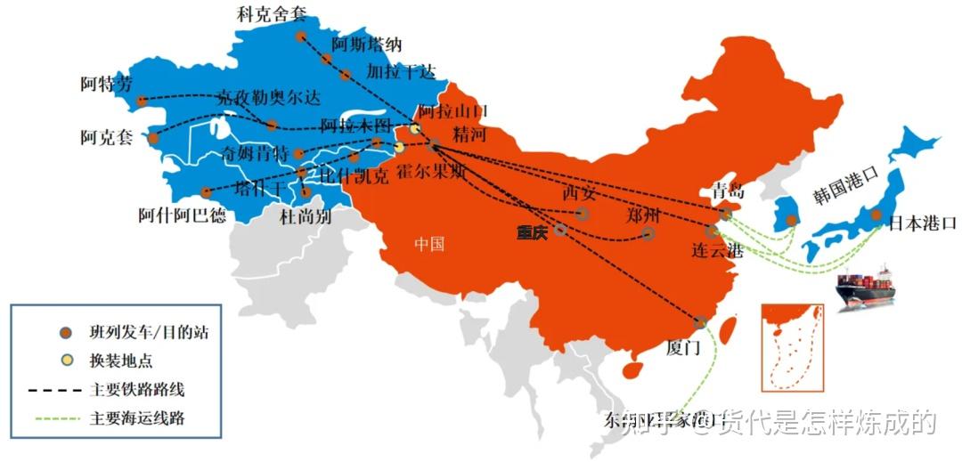 中亚班列线路图图片
