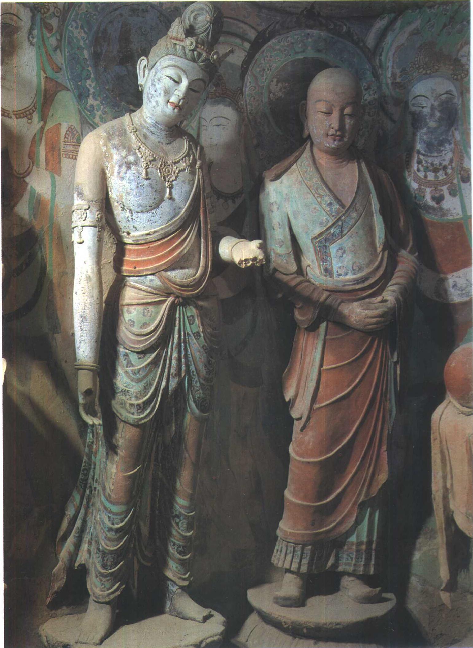 【神游千年,大美敦煌】盛唐-45窟-西龛彩塑:各有神采,配合龛顶壁画;北