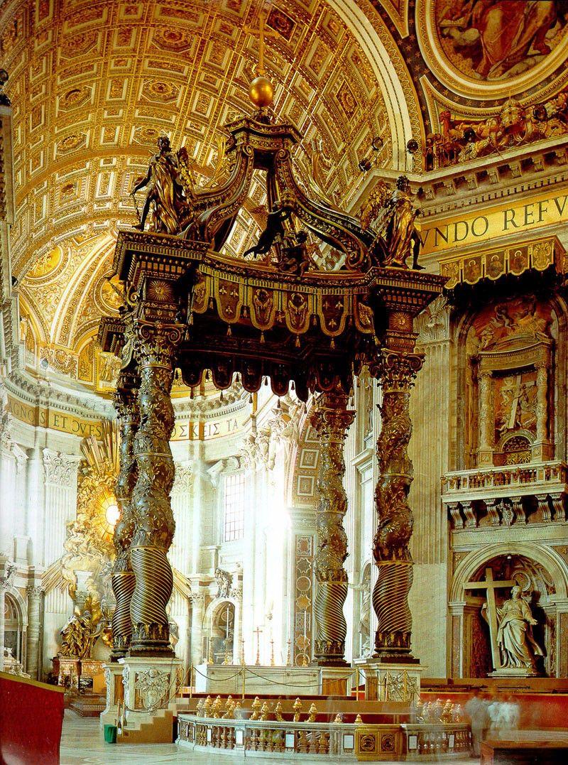 梵蒂冈 圣彼得大教堂 内部欣赏 米开朗琪罗的穹顶 贝尔尼尼的青铜华盖 诸圣雕像 多图欣赏 知乎