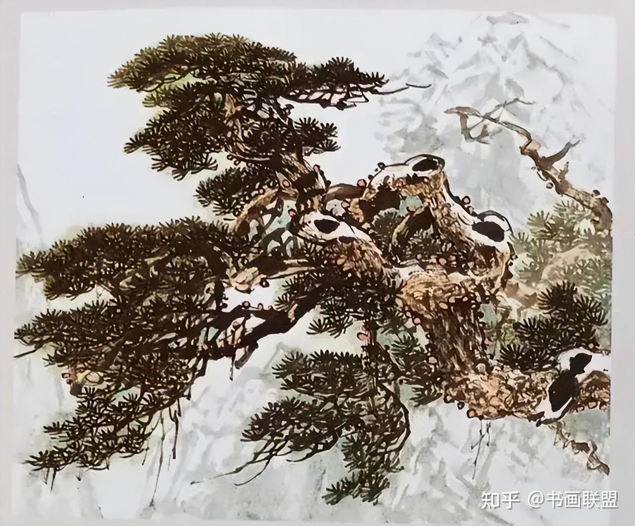 国画技法 松树的各种画法 - 知乎
