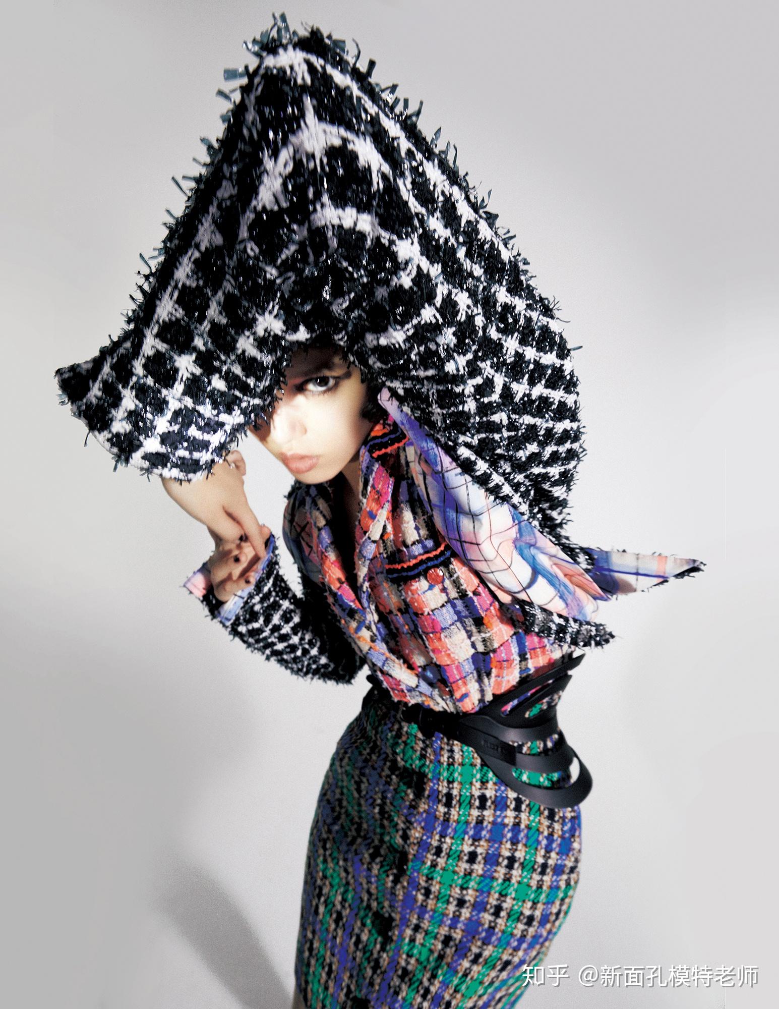 模特陈园园拍摄红秀grazia最新时装大片格纹万花筒