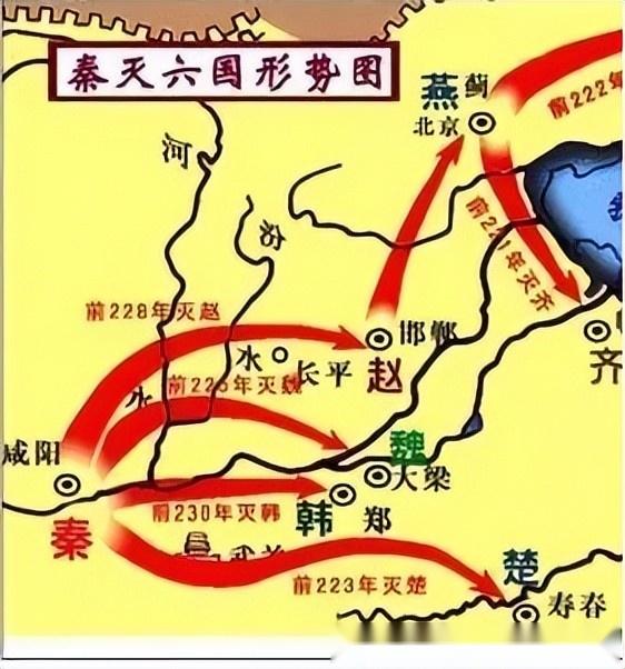 秦灭六国地图路线图图片