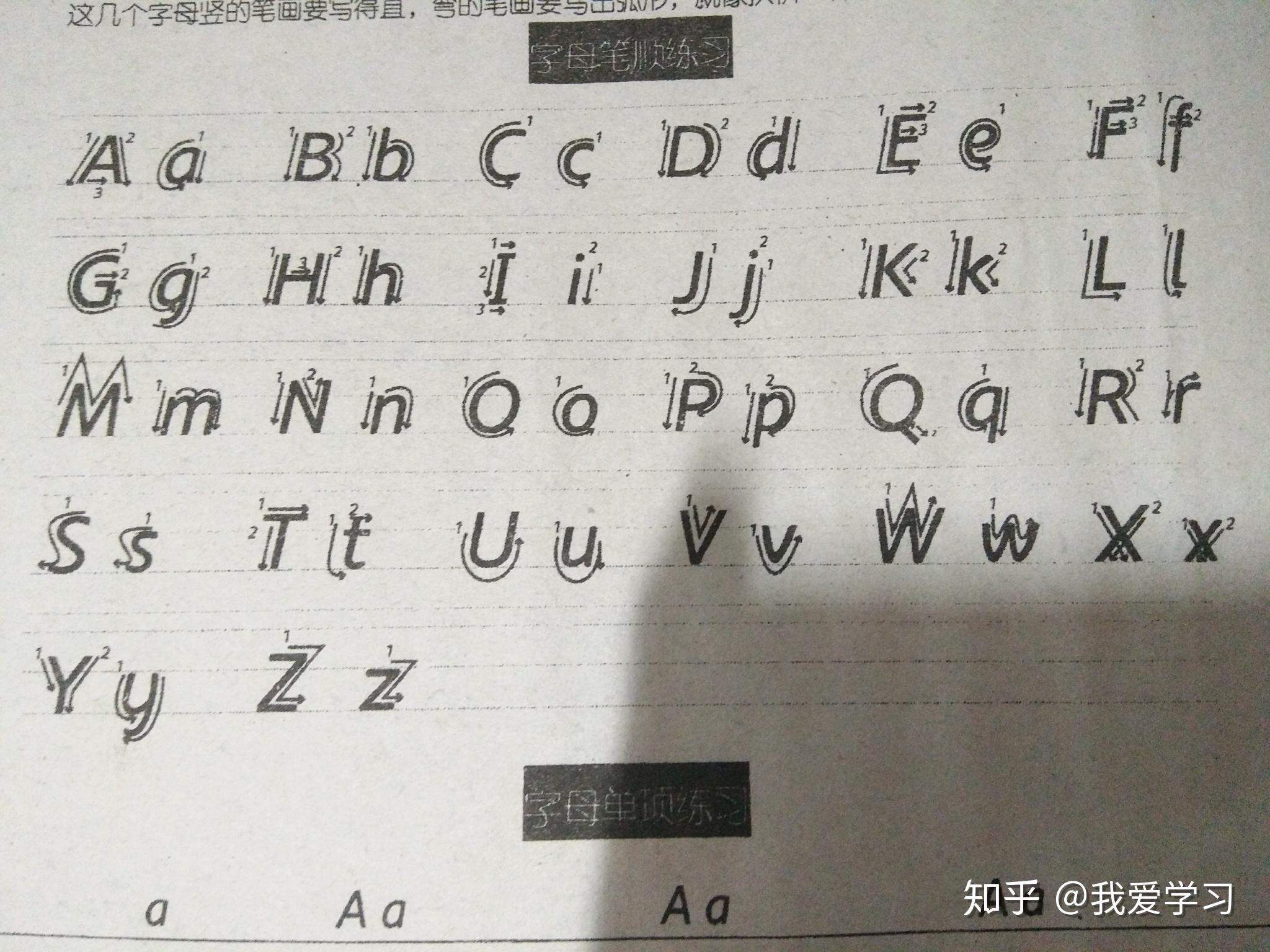 衡水体二十六字母表