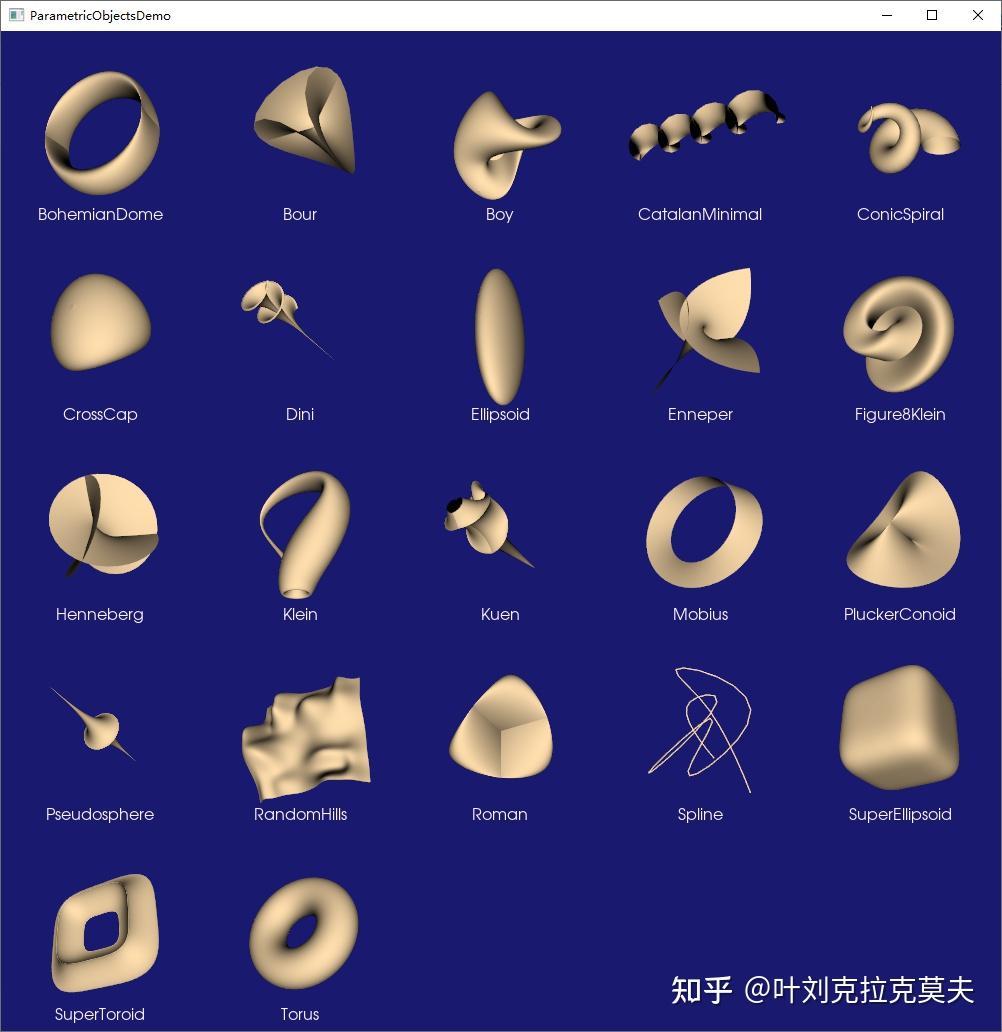 VTK官方示例Python版137 - ParametricObjectsDemo.py - 知乎