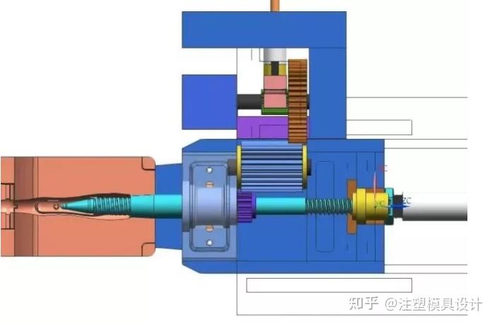 螺纹侧抽芯加油缸抽出3d图这才是经典