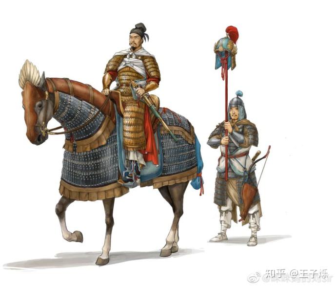 9宋金将领与重骑兵(注意马甲的组成,看左侧飞鸟旗帜,疑似是金or蒙元)