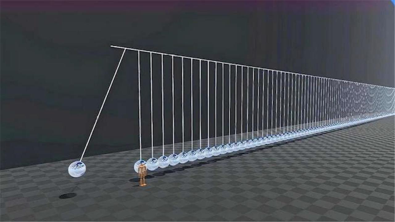 将5颗巨型铁球制成牛顿摆威力究竟有多可怕看看西瓜的下场